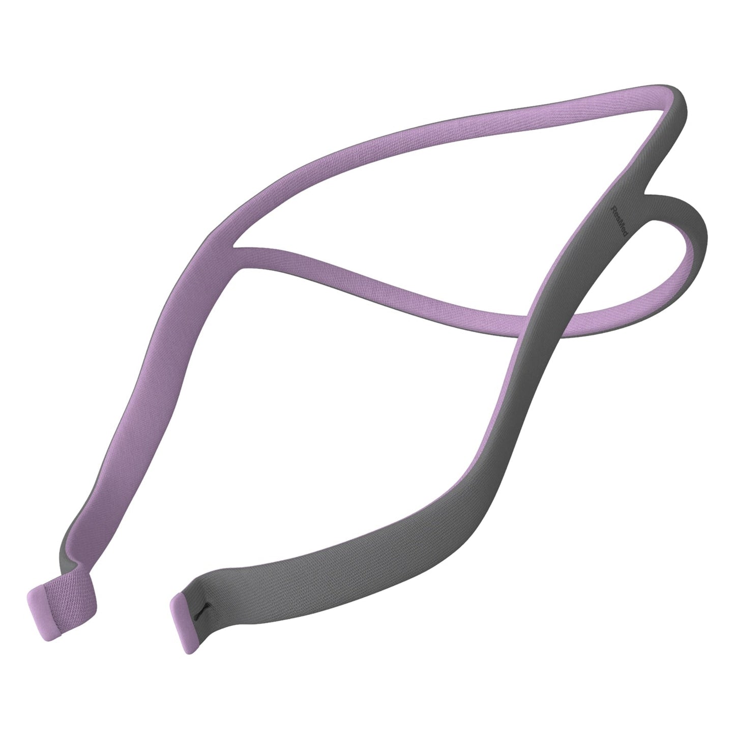 Gray and purple headgear on a white background