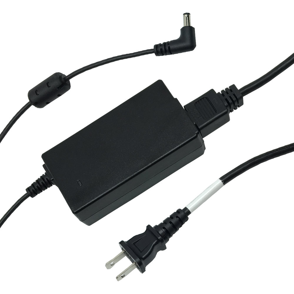 Black power adapter for Inogen One G4 Portable Oxygen Concentrator with plug on a white background