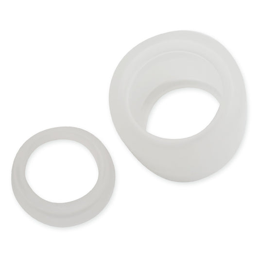 Two clear silicone rings on a white background