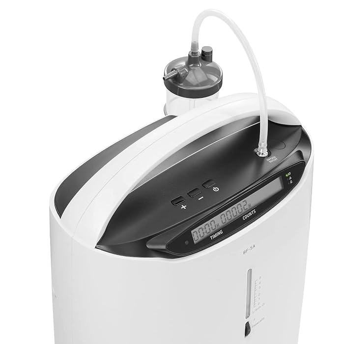 Intenoxy 5-Liter Oxygen Concentrator Shown With Bubble Humidifier