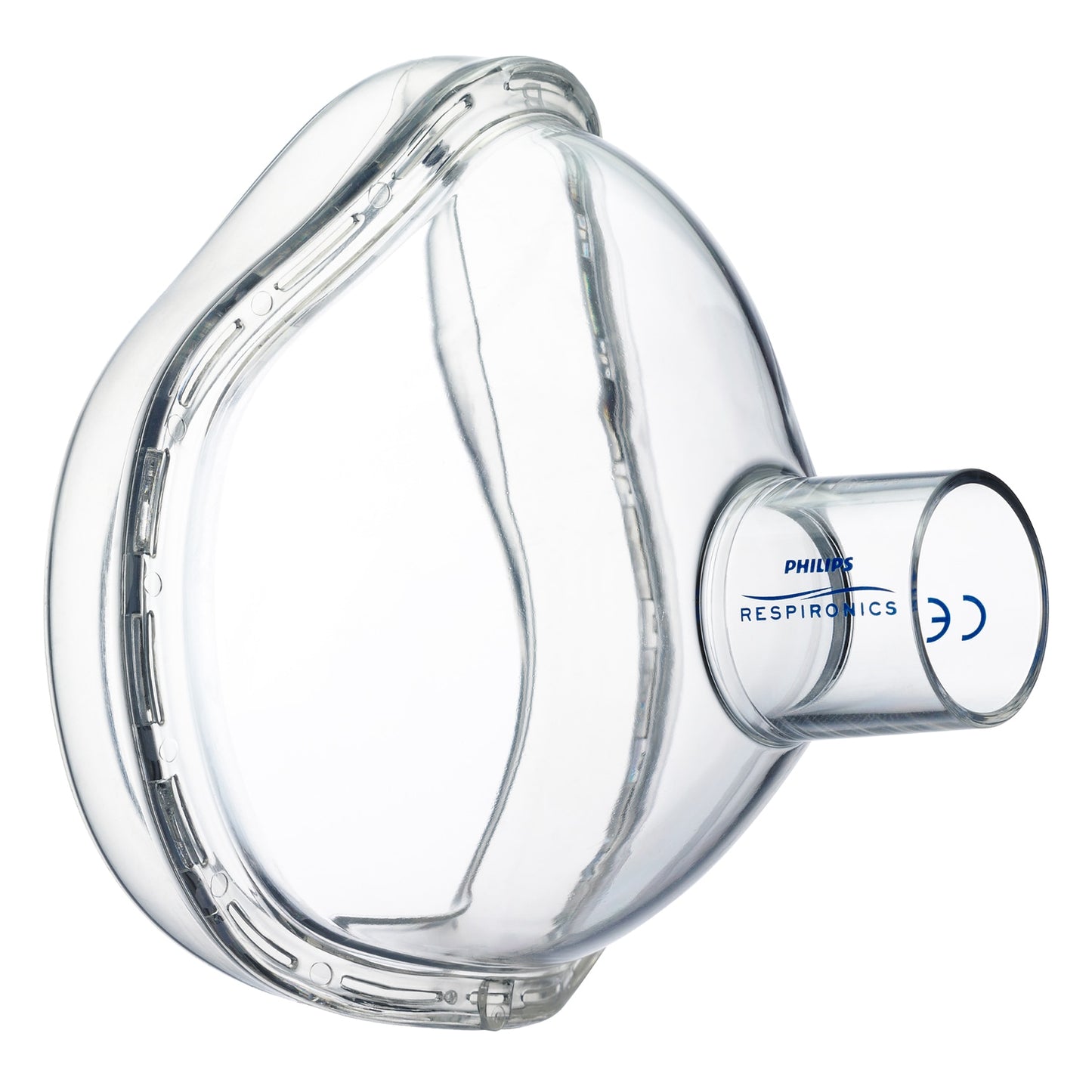 Clear medical device with Philips Respironics logo on a white background