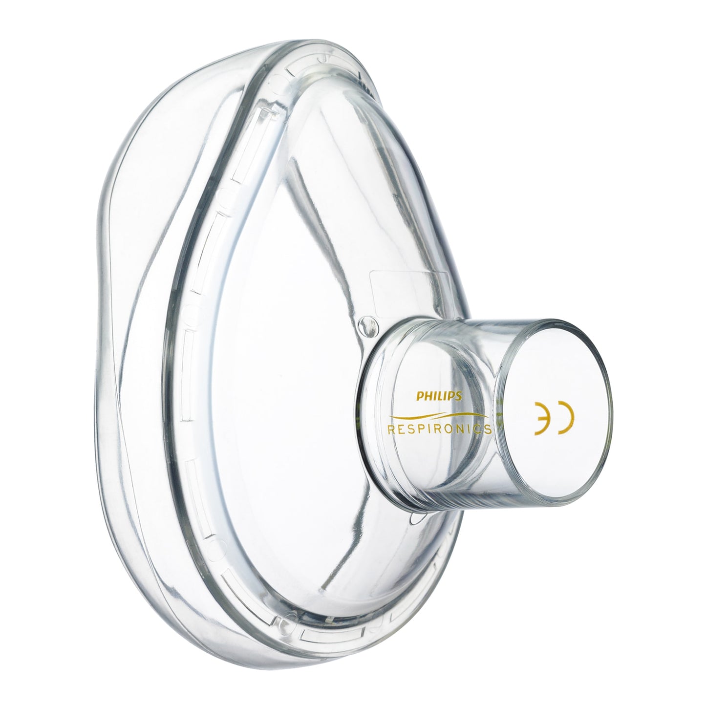 Clear Philips Respironics Mask on a white background