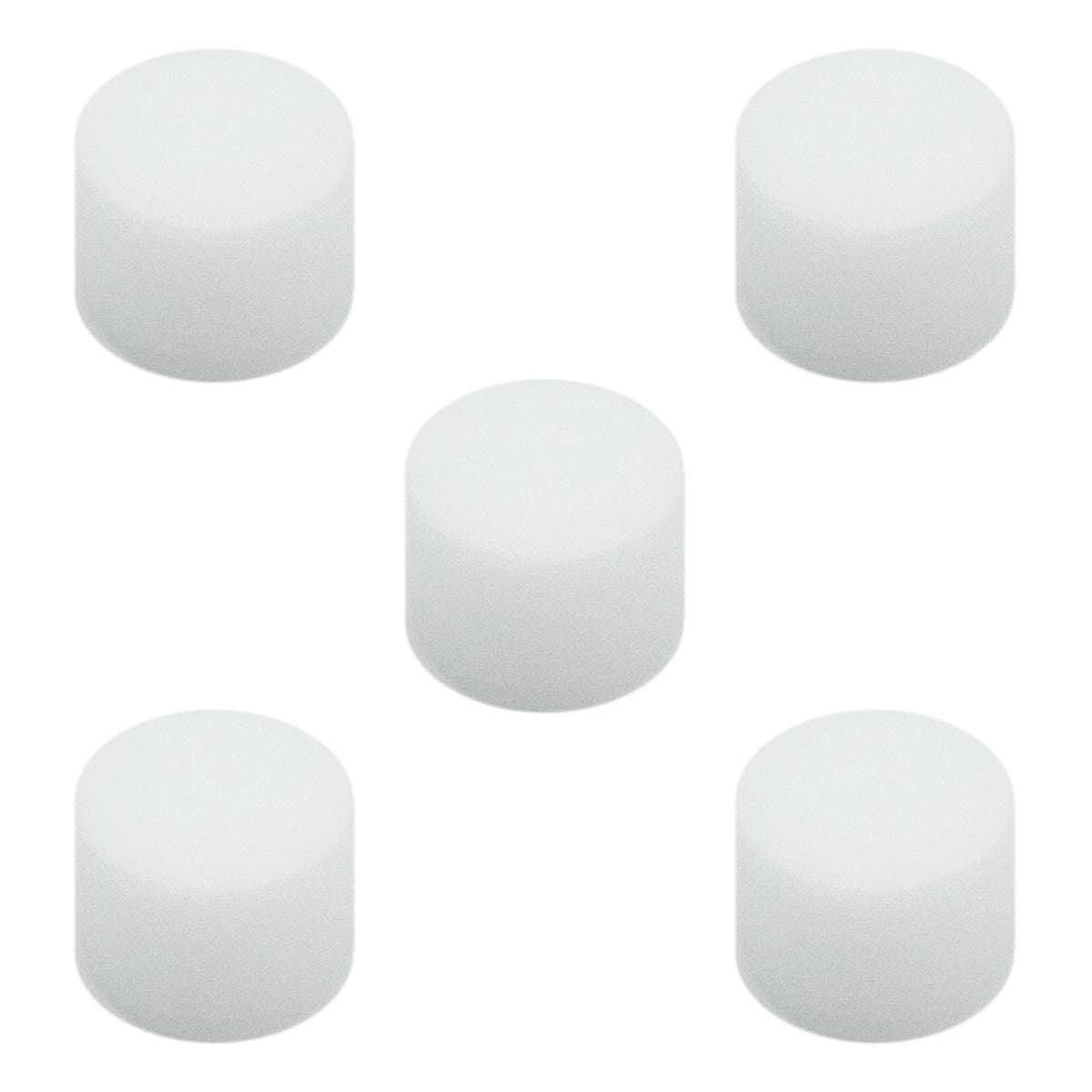 Five white cylindrical air filters for Rhythm Aura-LT Nebulizer Compressors.