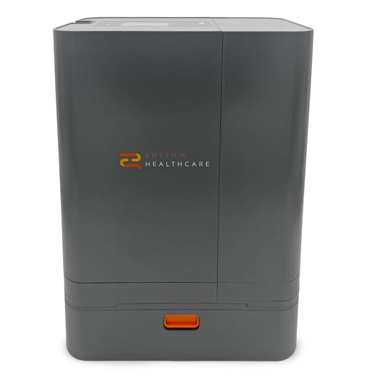 Gray electronic device with 'Healthcare' branding on a white background