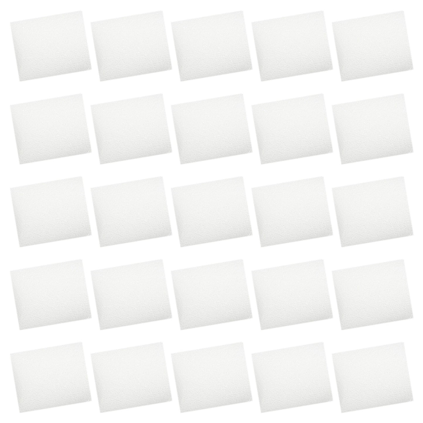 Multiple white square filters arranged in a grid on a white background