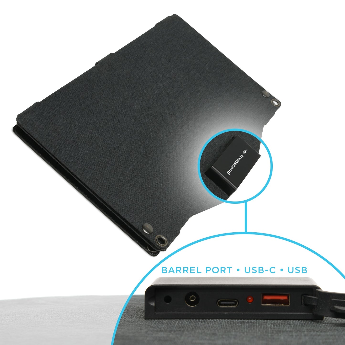 Transcend Solar Charger with outlet view