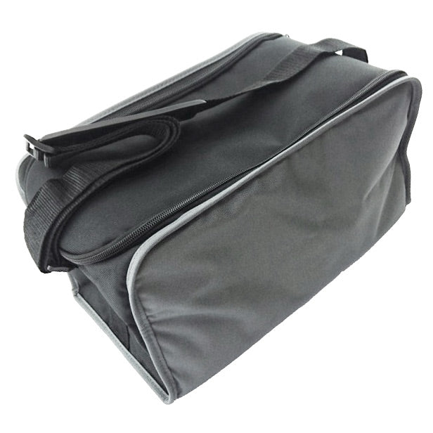 Gray bag with a strap on a white background