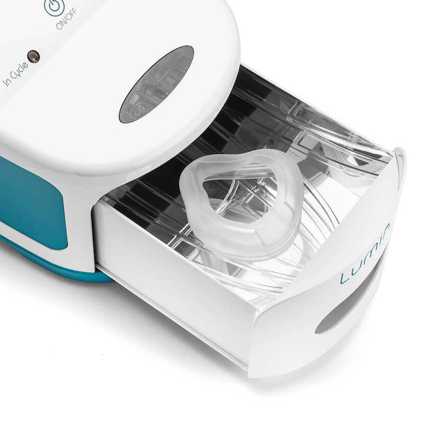 Lumin CPAP Sanitizer Drawer Open with Rack