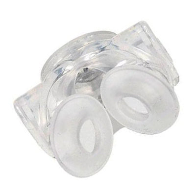 A pair of clear Aloha nasal pillow cushions designed for CPAP/BiPAP masks.