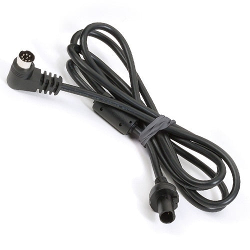 Black power cable with connectors on a white background