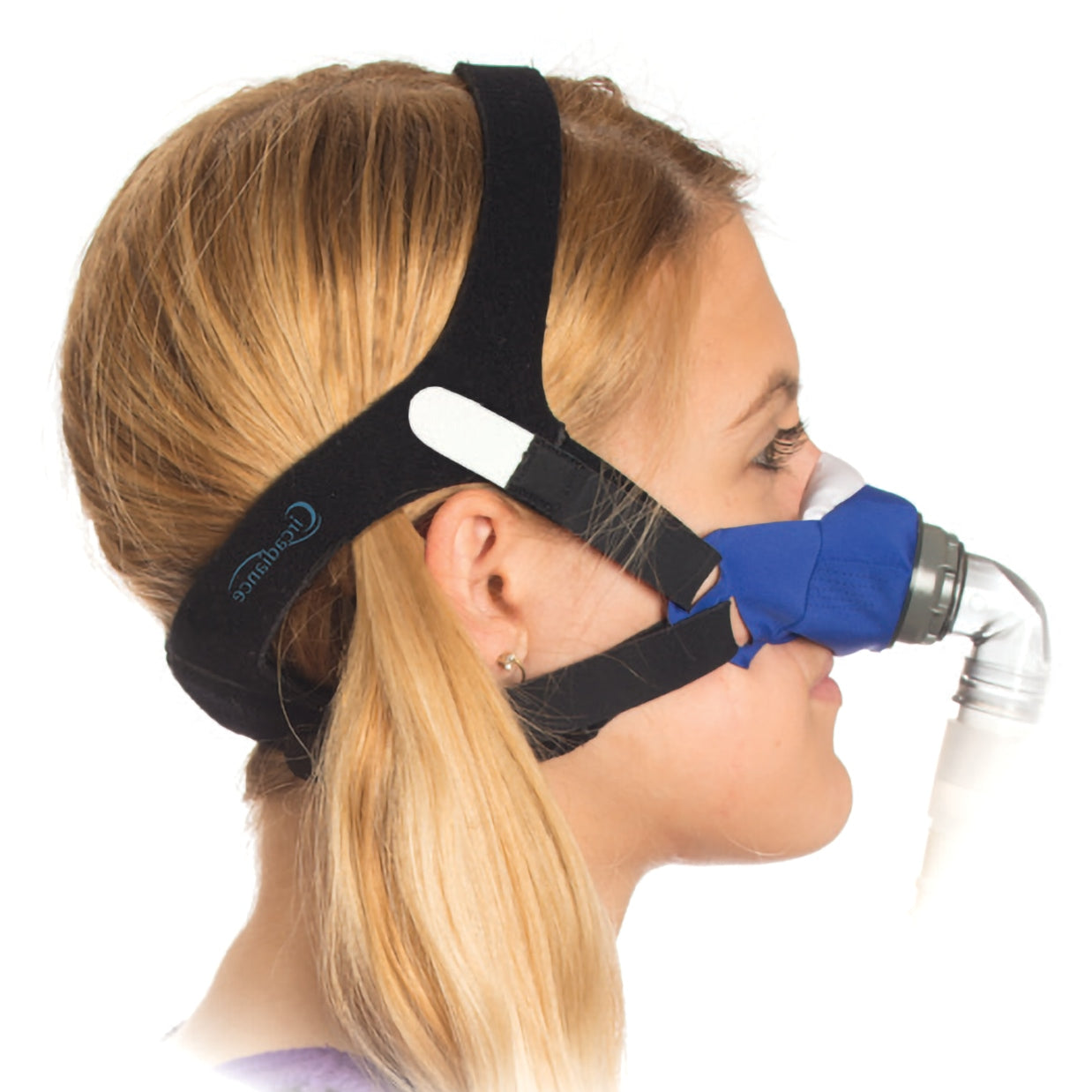 Woman wearing SleepWeaver 3D CPAP Mask