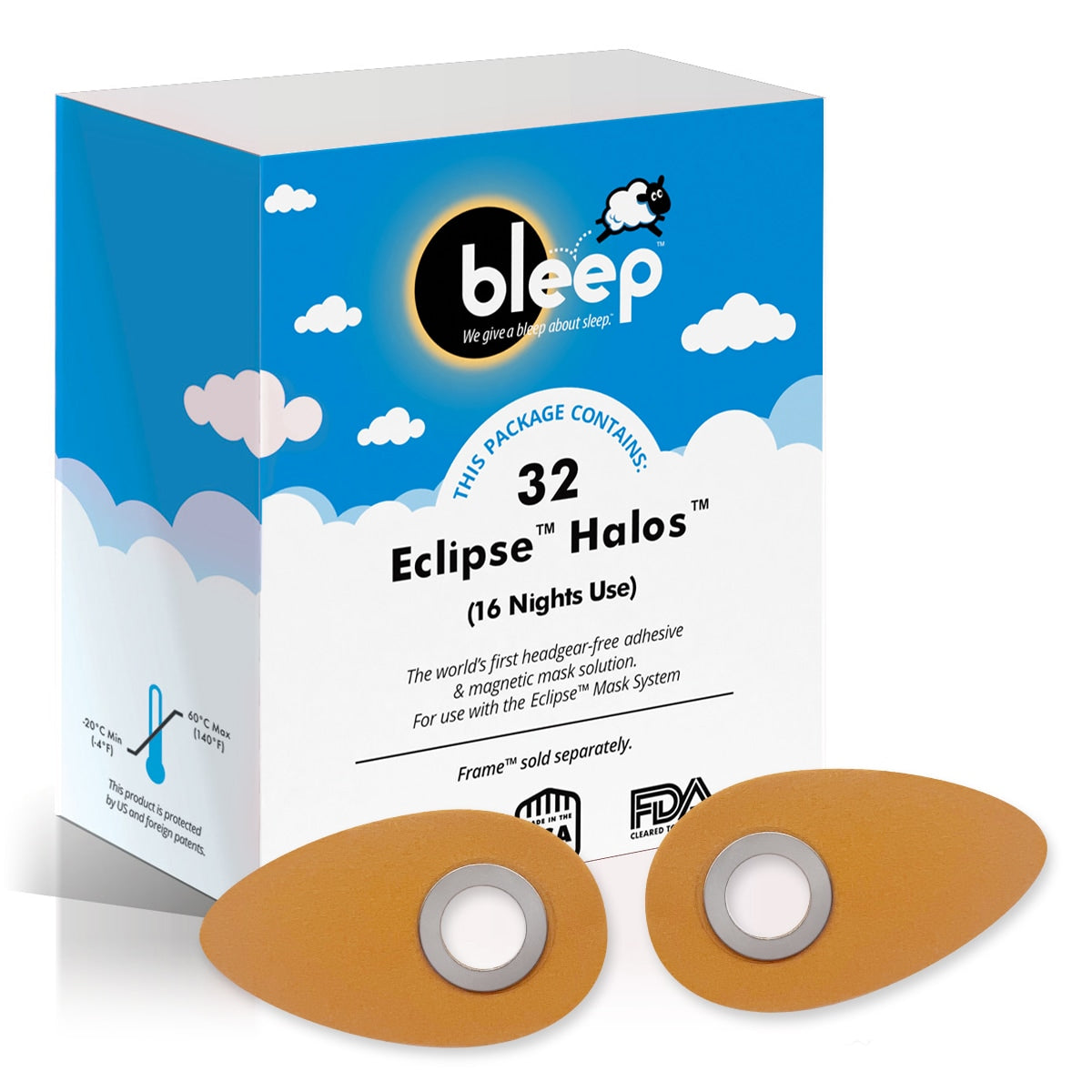 Bleep Eclipse Halos Adhesive Patches (32 Pack for 16 Nights)