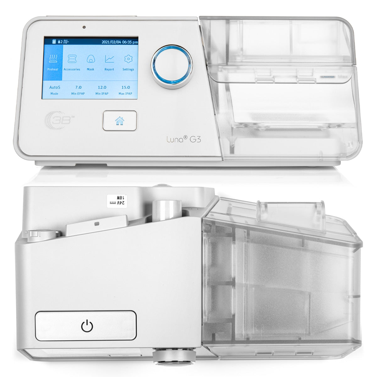 luna g3 bipap front and top view