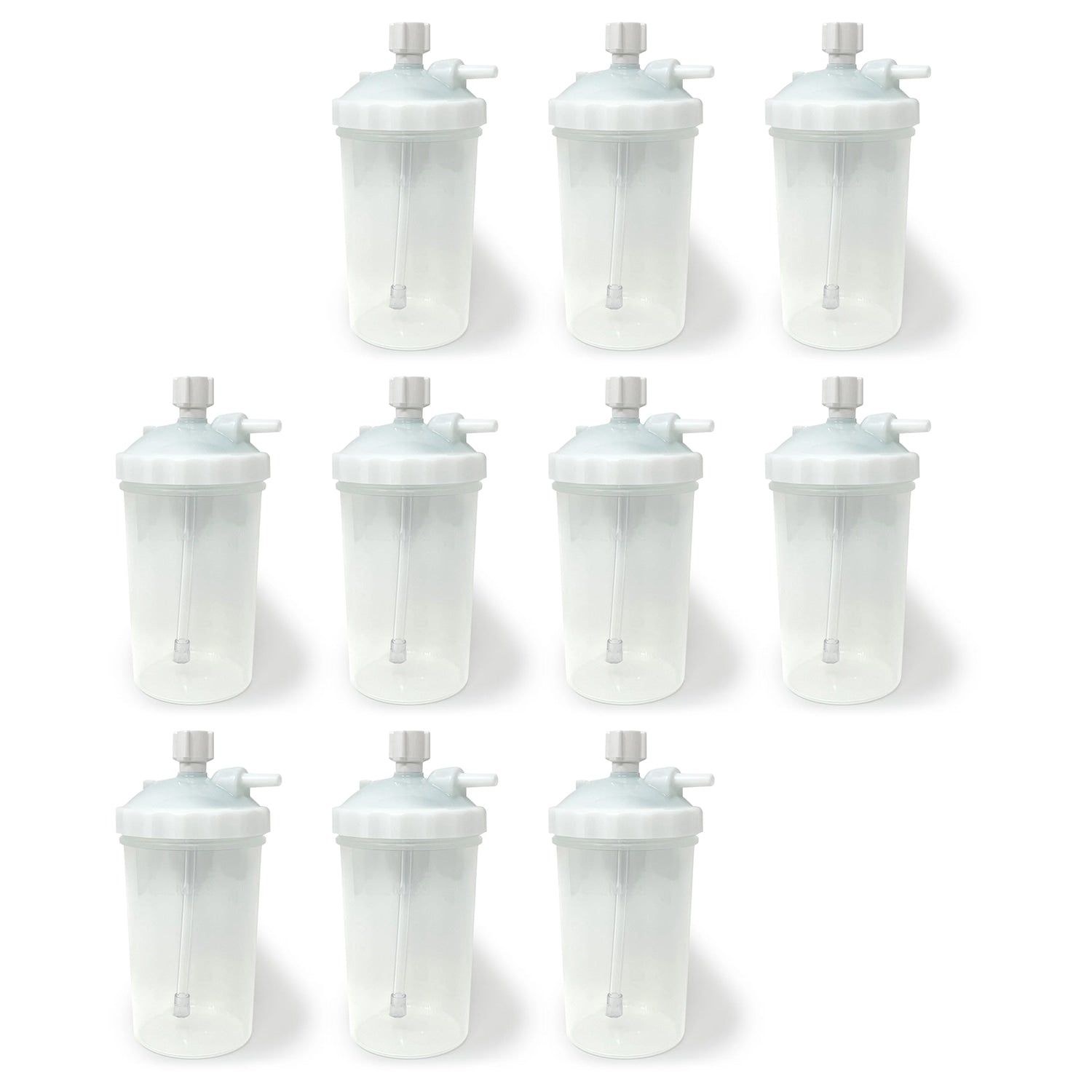 10 Pack of Airlife High Flow Bubble Humidifier Bottles with White Lid