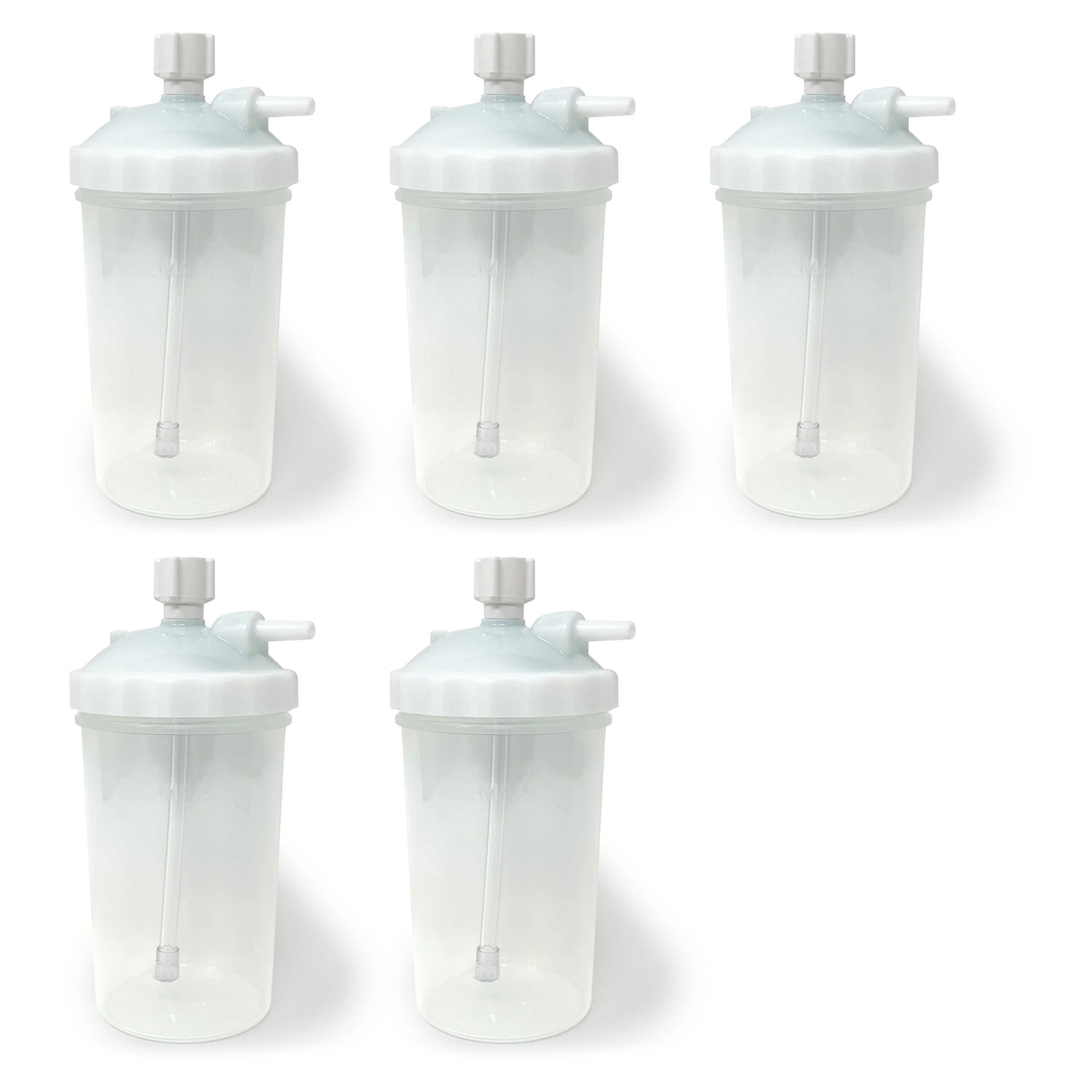 5 Pack of Airlife High Flow Bubble Humidifier Bottles with White Lid