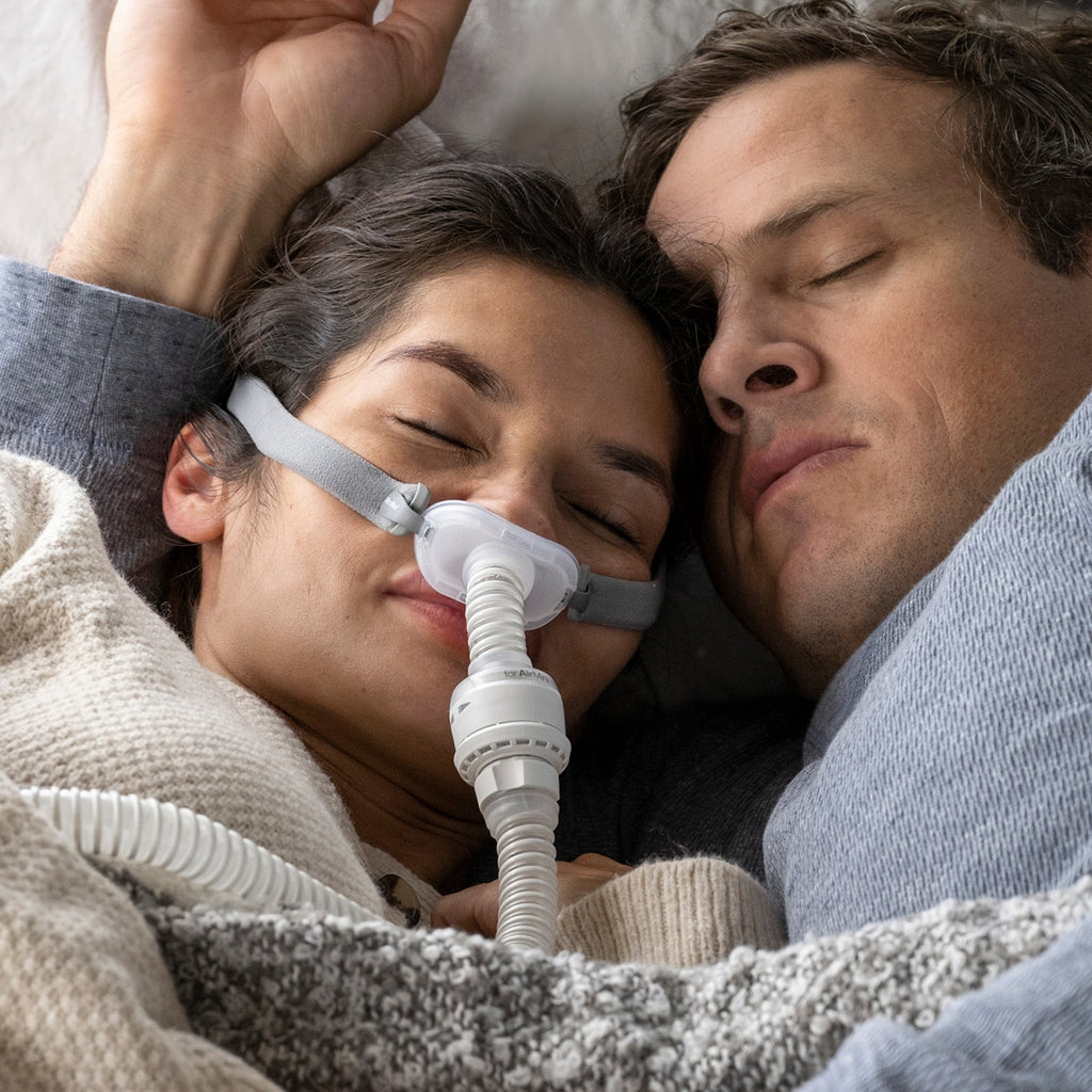 Woman Wearing AirFit P10 CPAP Mask for AirMini