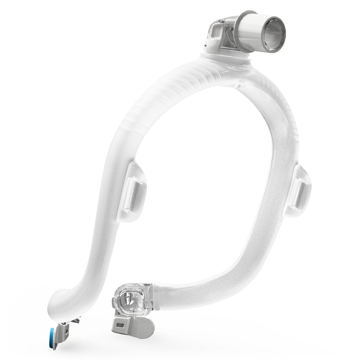 White CPAP mask on a white background