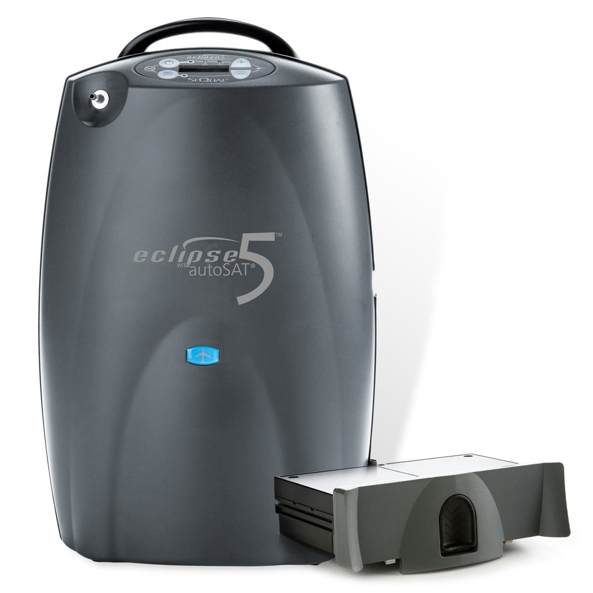 Gray electronic device labeled 'eclipse autoSAT' on a white background