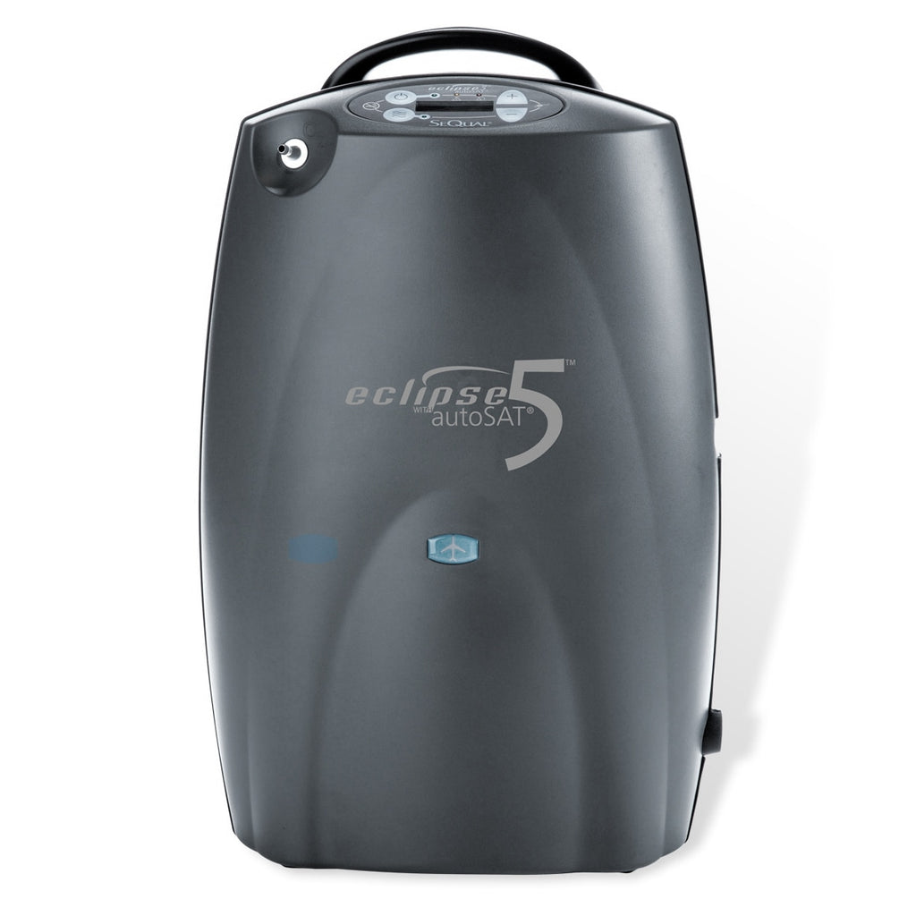 Gray oxygen concentrator with 'eclipse 5' branding on a white background
