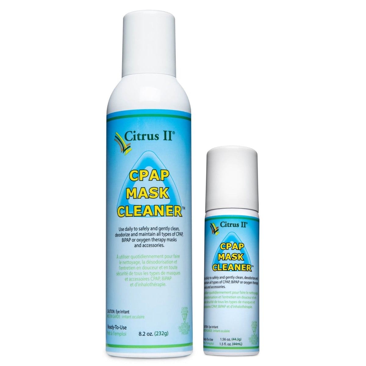 Two bottles of Citrus II CPAP Mask Cleaner on a white background