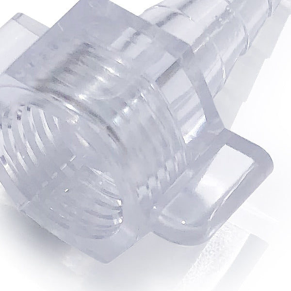 Closeup clear christmas tree oxygen adapter 