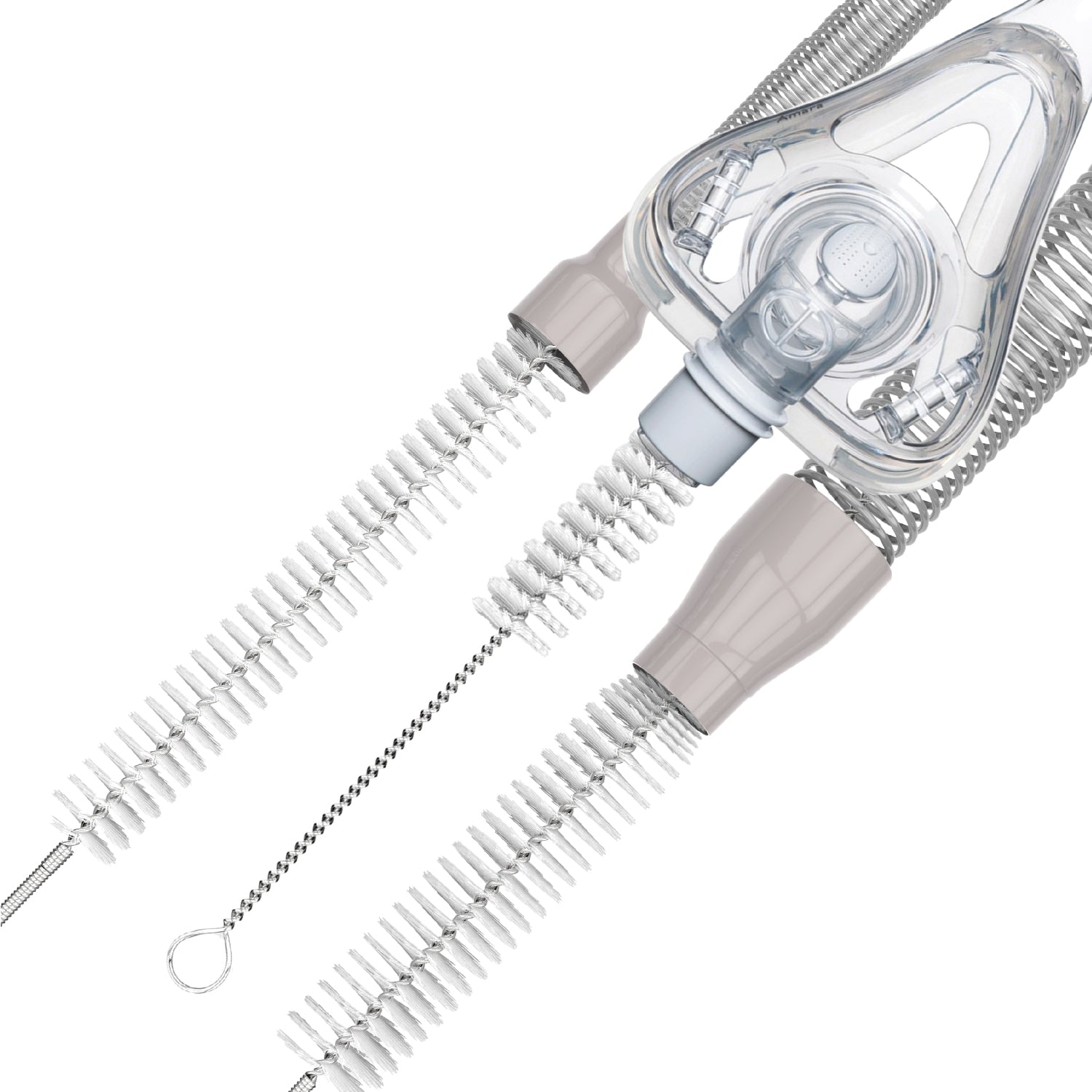 Tubing Cleaning Brush cleaning a CPAP Mask 