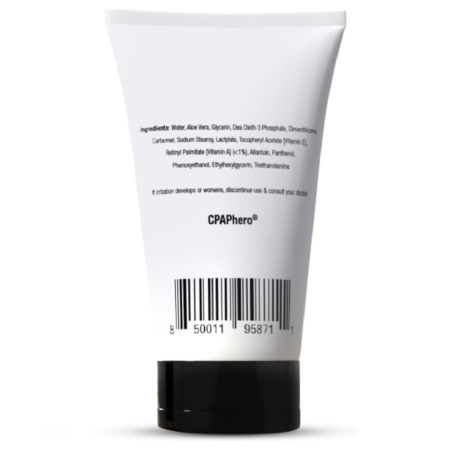 Tube of CPAPhero product with label and barcode on a white background