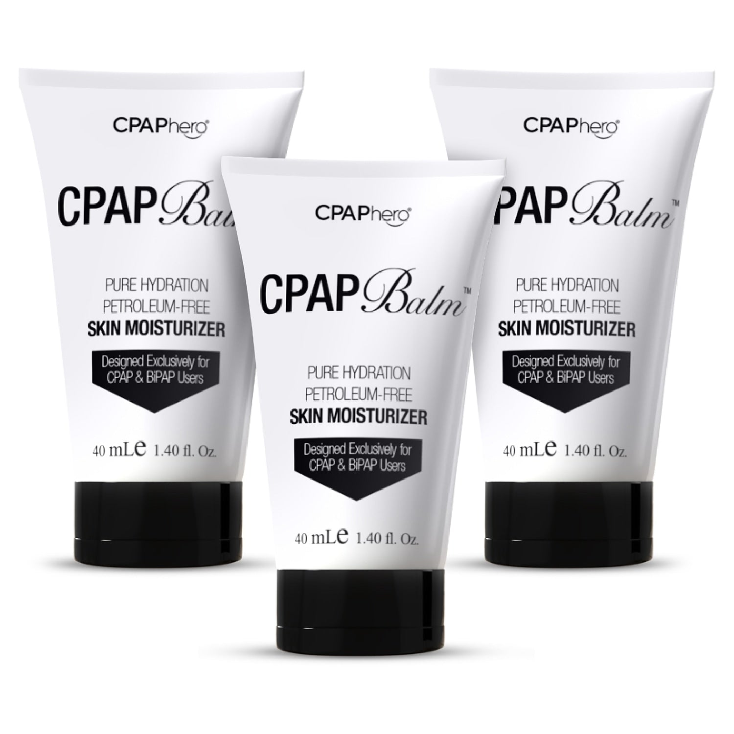 Three tubes of CPAP Balm on a white background