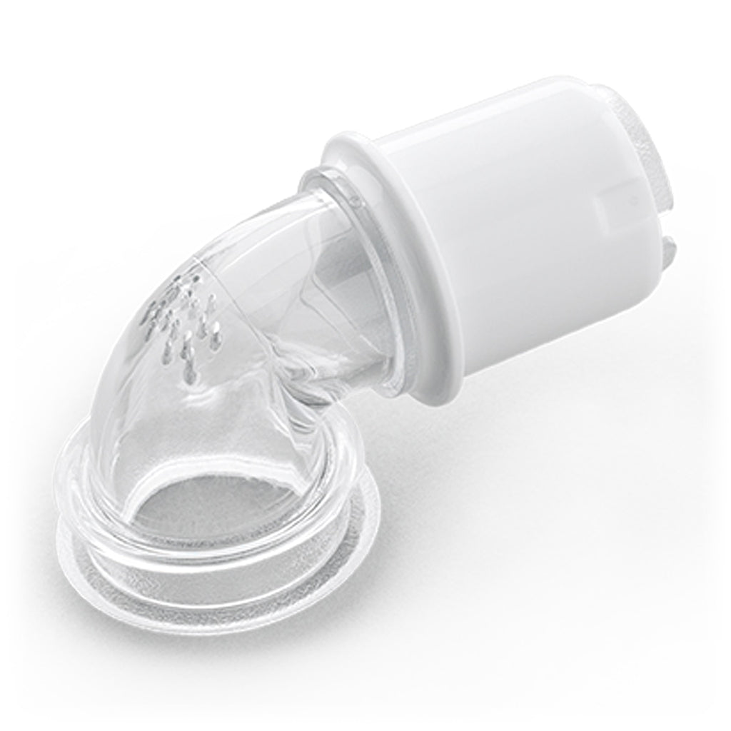 A replacement elbow with swivel for DreamWear Series CPAP/BiPAP masks, from Philips Respironics.