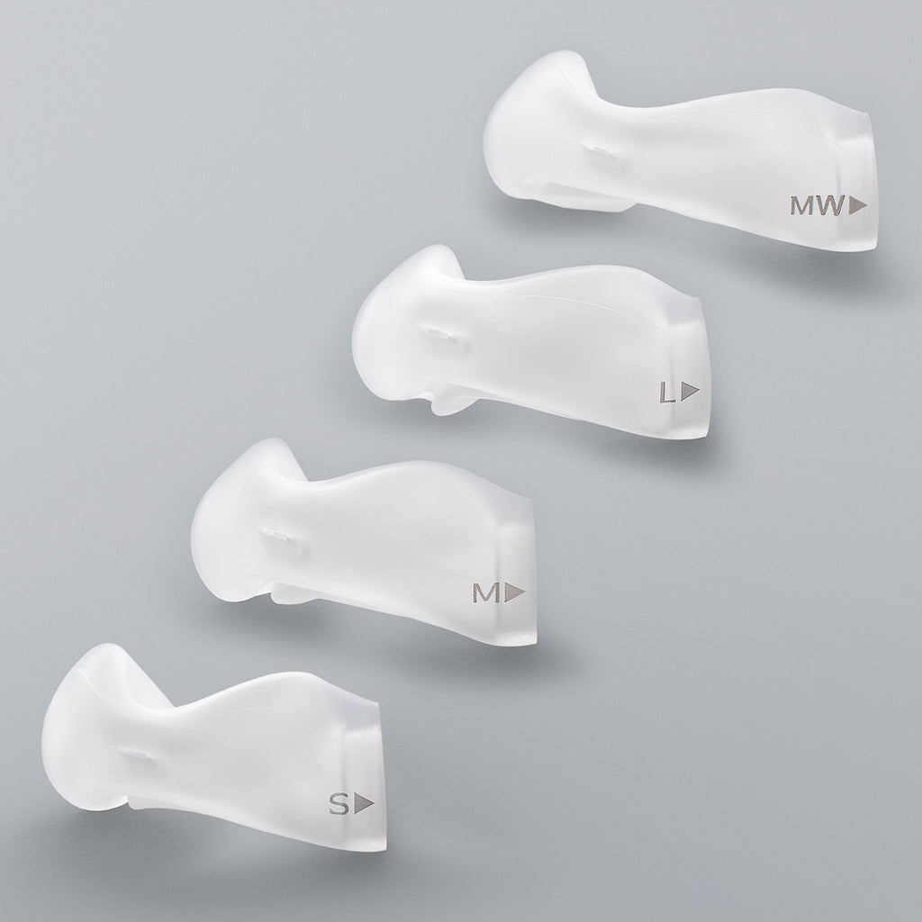 Four Dreamwear Nasal Cushions in Sizes Small, Medium. Large and Medium Wide