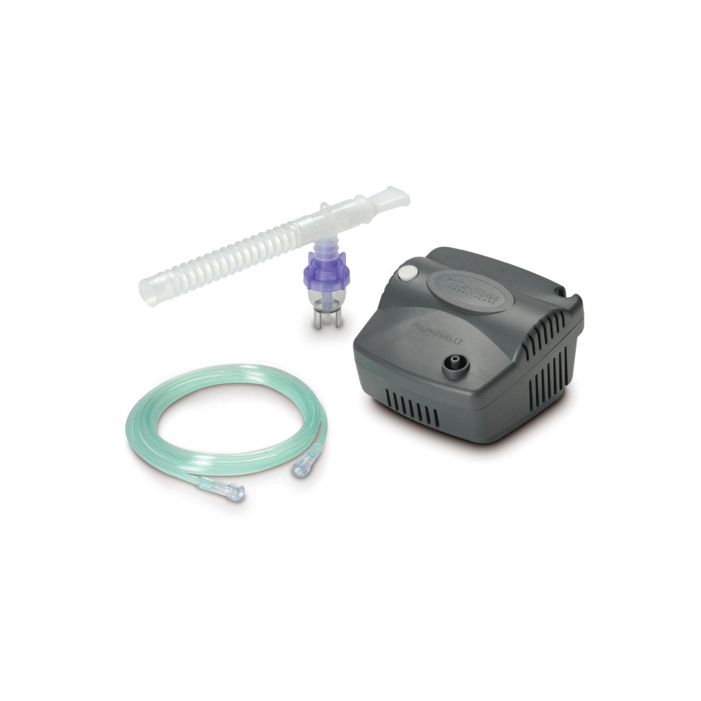 Nebulizer with hose and mask on a white background