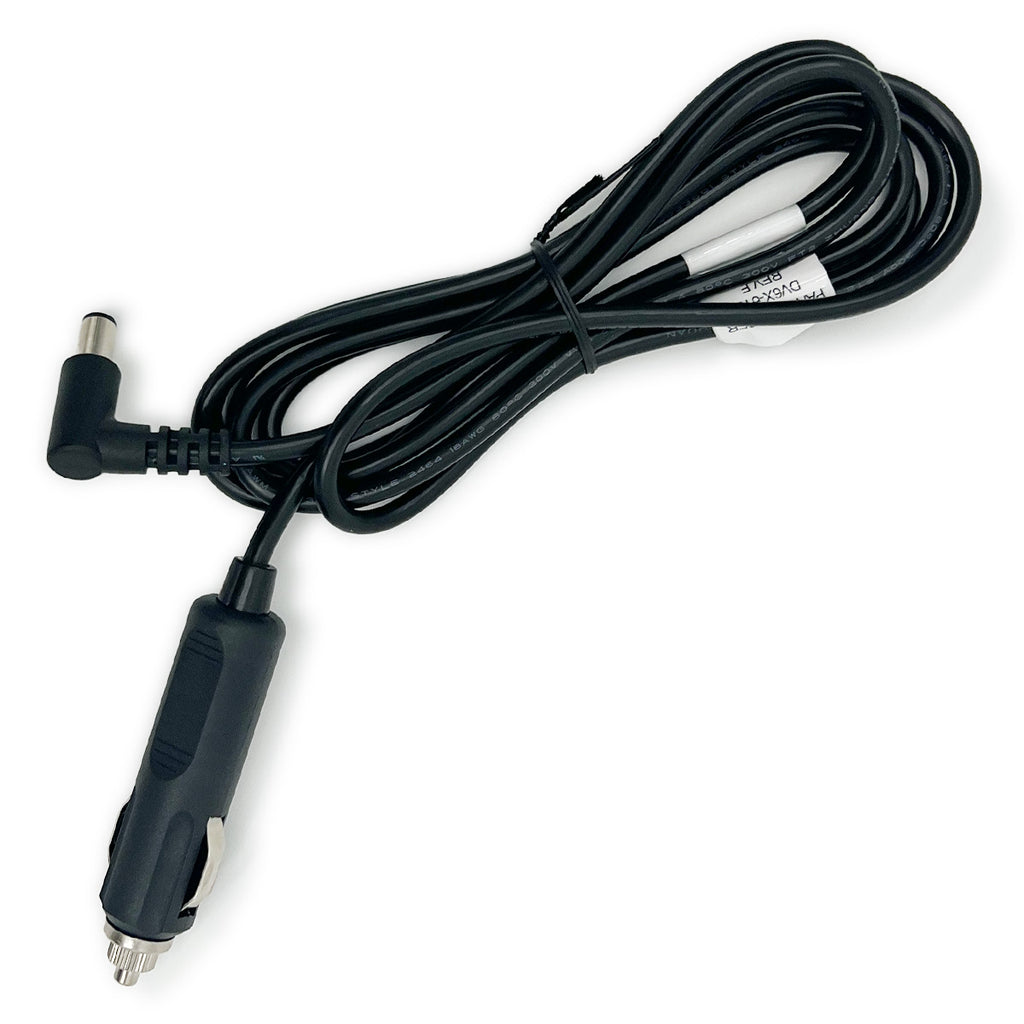 A black 12 Volt DC power cord with a plug for an iGo2 Oxygen Concentrator and IntelliPAP 2 CPAP Machines.