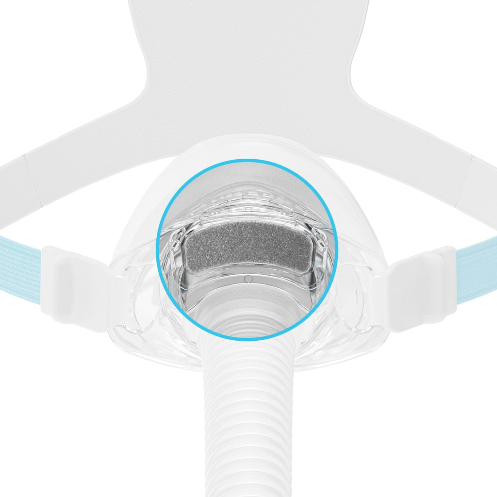 Close-up of a medical device with a focus on a valve, on a white background.