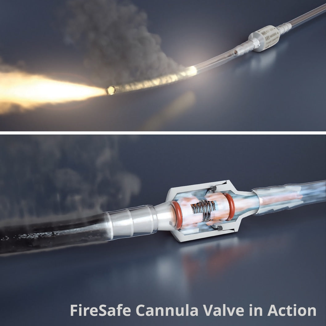 Firesafe Cannula Valve Oxygen Supply Tubing Connector (Male to Male)