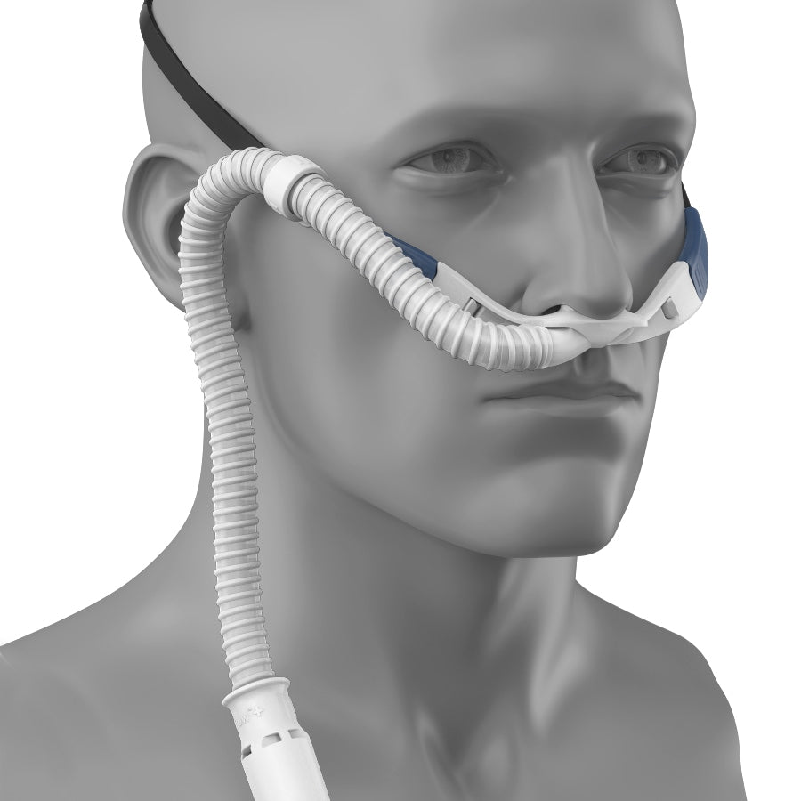 myAIRVO High Flow Humidifier Nasal Cannula on a mannequin head