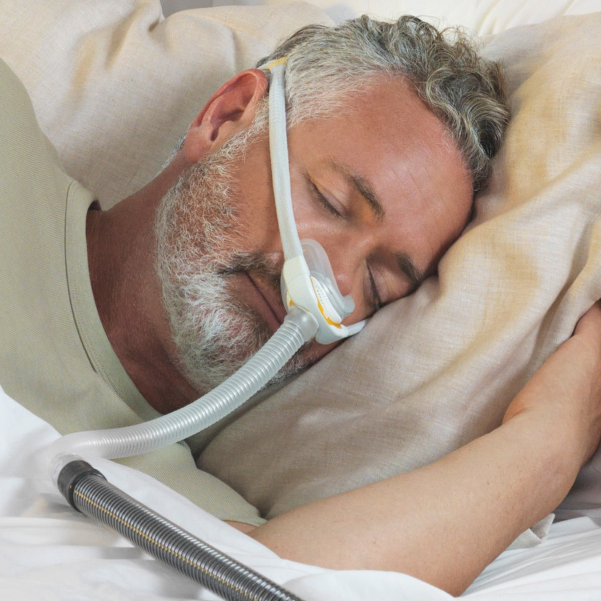 Man Sleeping on Side Wearing Solo CPAPP Mask 