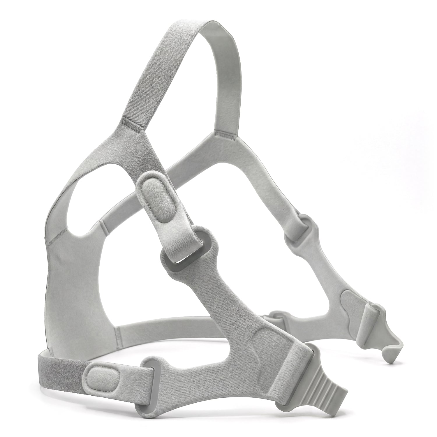Gray headgear with straps on a white background