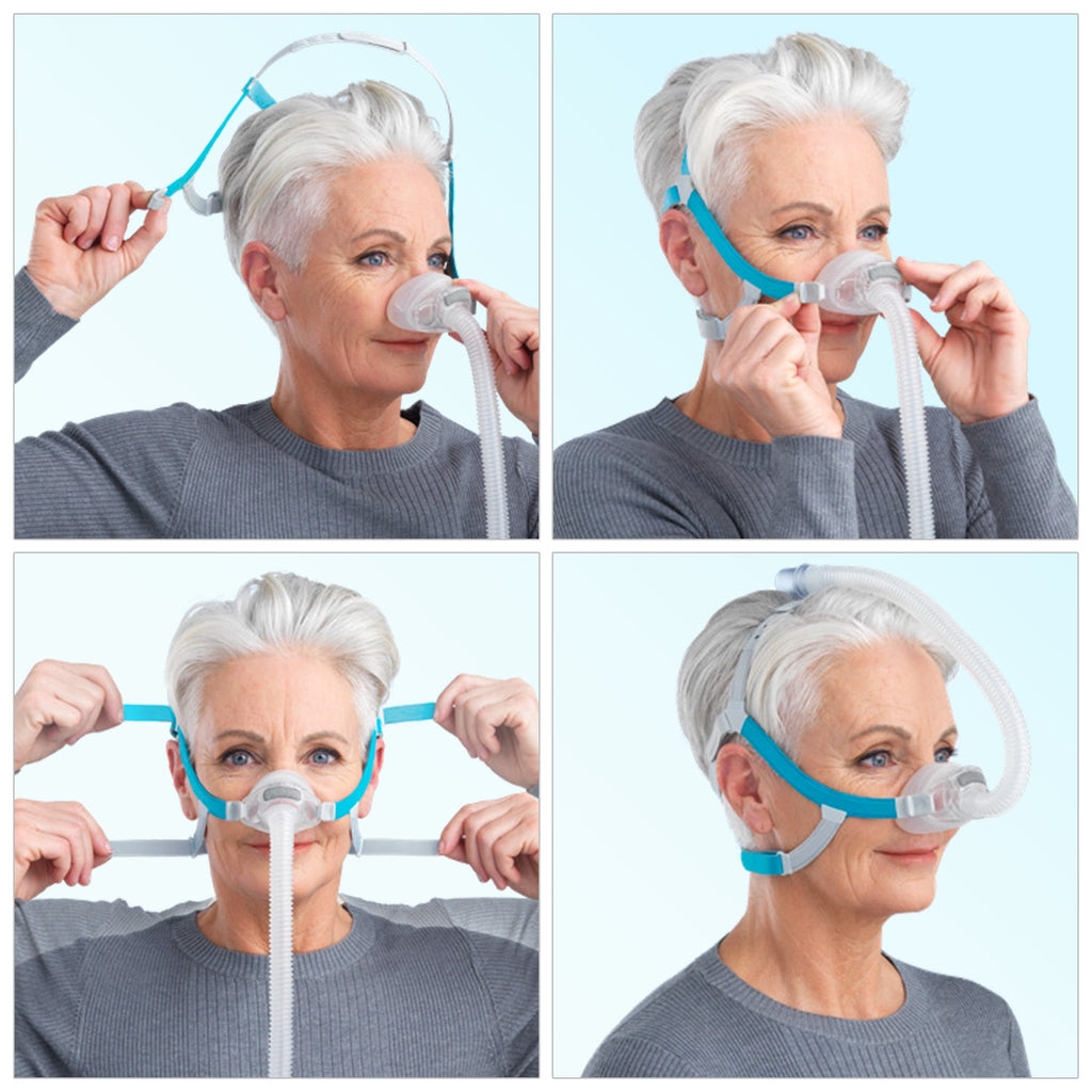 Step-by-step guide on how to use a CPAP mask with a person wearing it.
