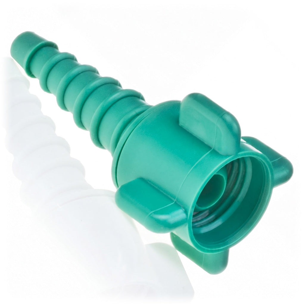 Green Nipple Nut-and-Stem 'Christmas Tree' Swivel Adapter for Oxygen Tubing
