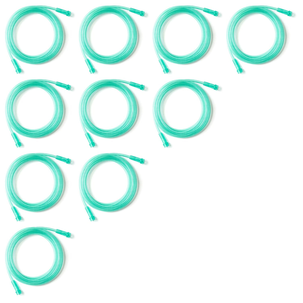 Ten pack of Hudson RCI crush resistant green oxygen tubing