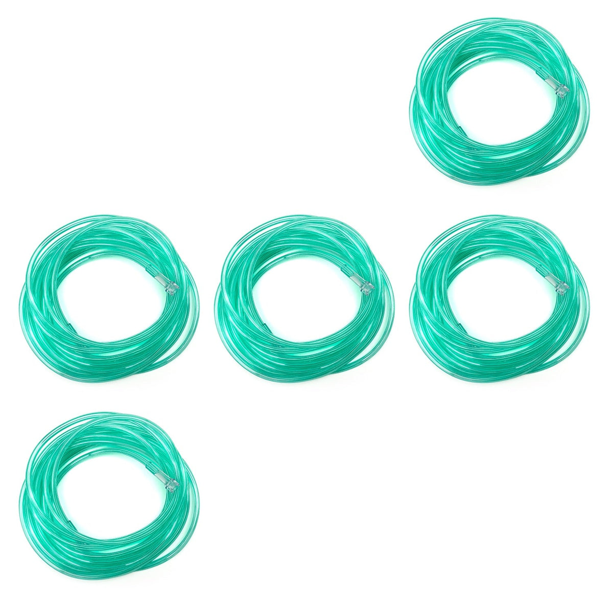 Five pack of Hudson RCI star lumen green oxygen tubing