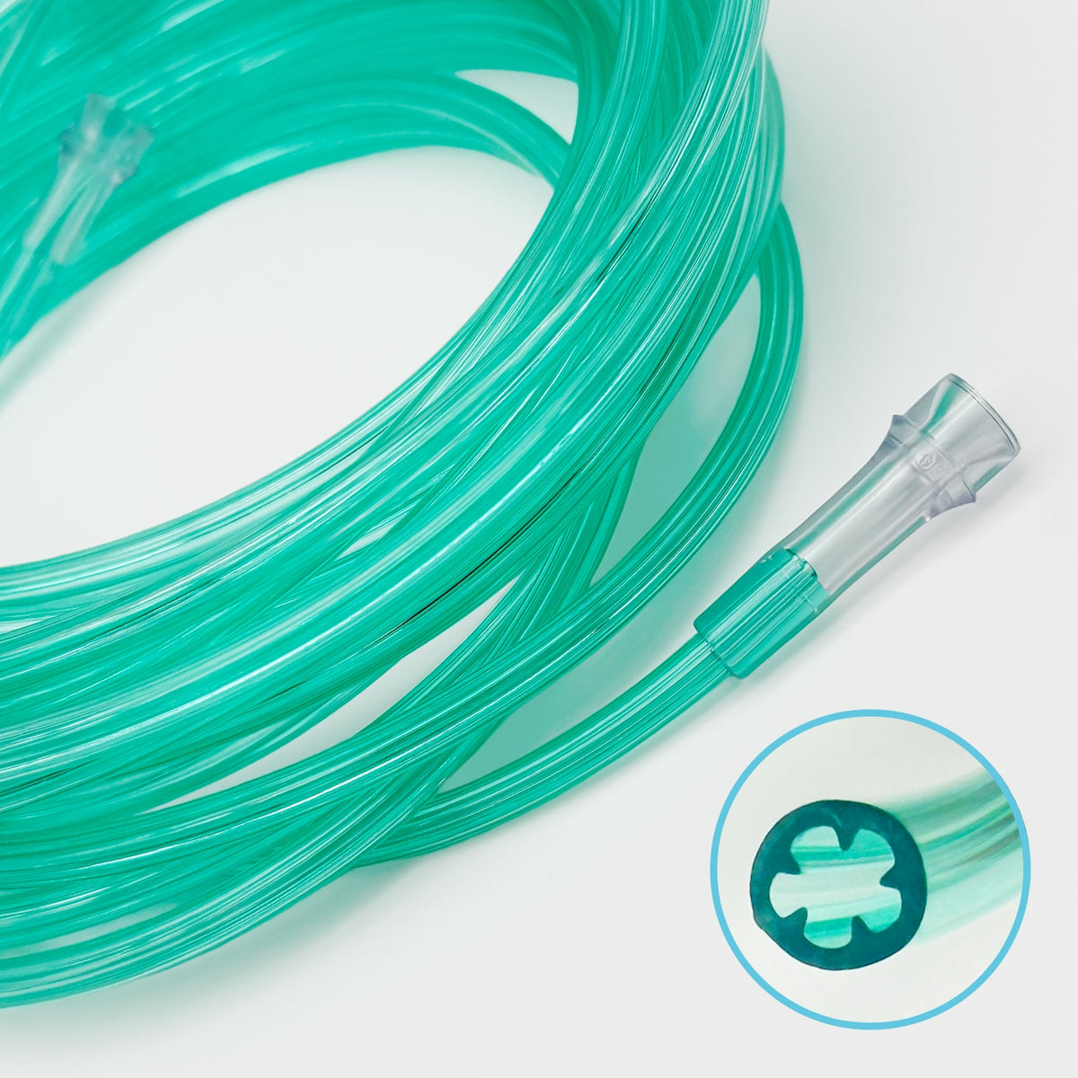 GREEN 5-Channel Star Lumen 25-Foot Oxygen Supply Tubing