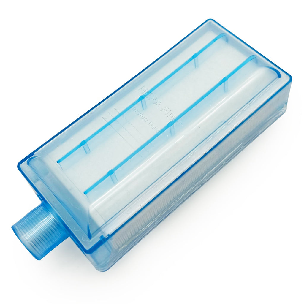 A blue intake filter designed for OxyHome & Platinum 10 Oxygen Concentrators.