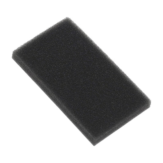 Black rectangular foam filter on a white background