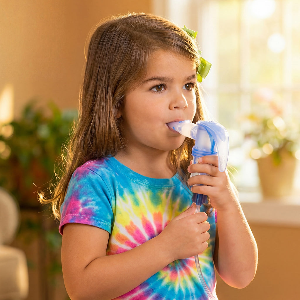 child using pari lc sprint nebulizer