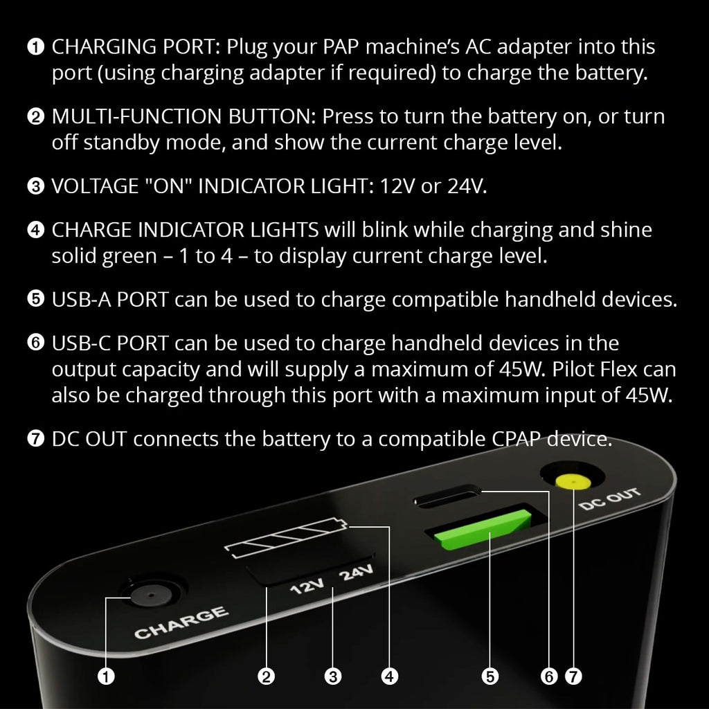 Medistrom Pilot Flex CPAP Battery Control Diagram