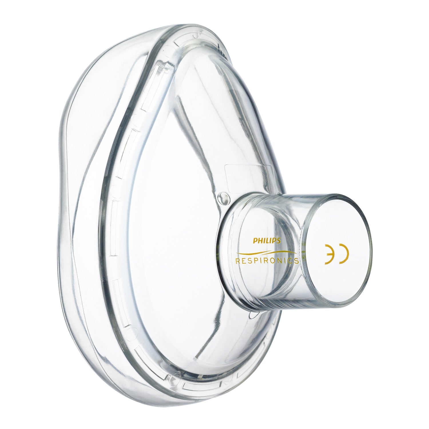 Clear Philips Respironics Mask on a white background