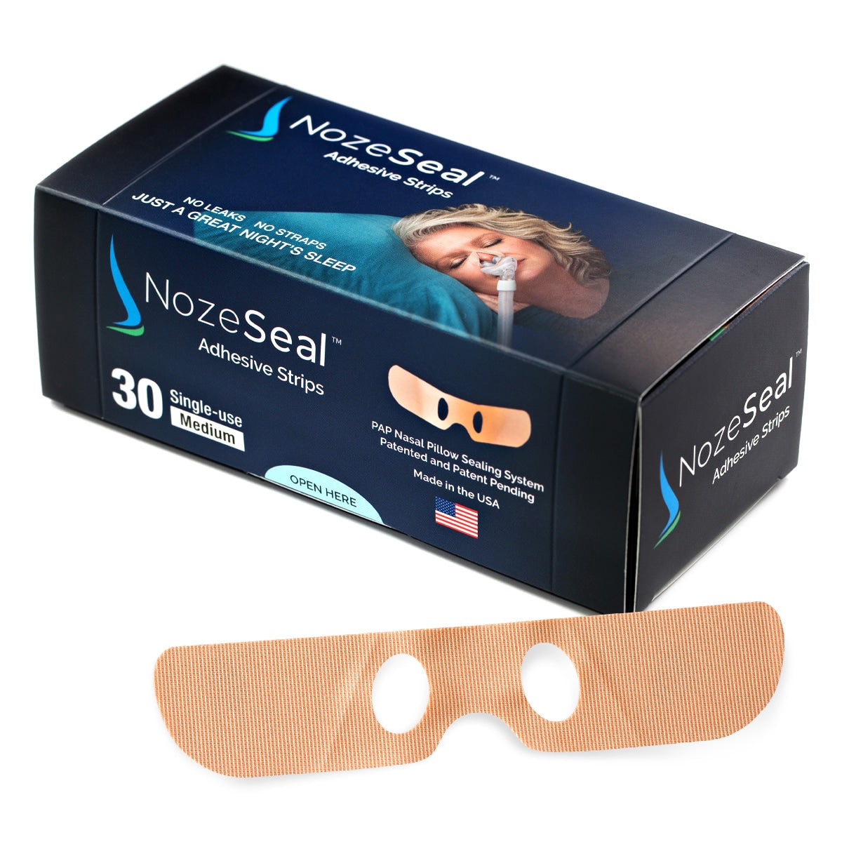 NozeSeal adhesive strips packaging with a single strip in front