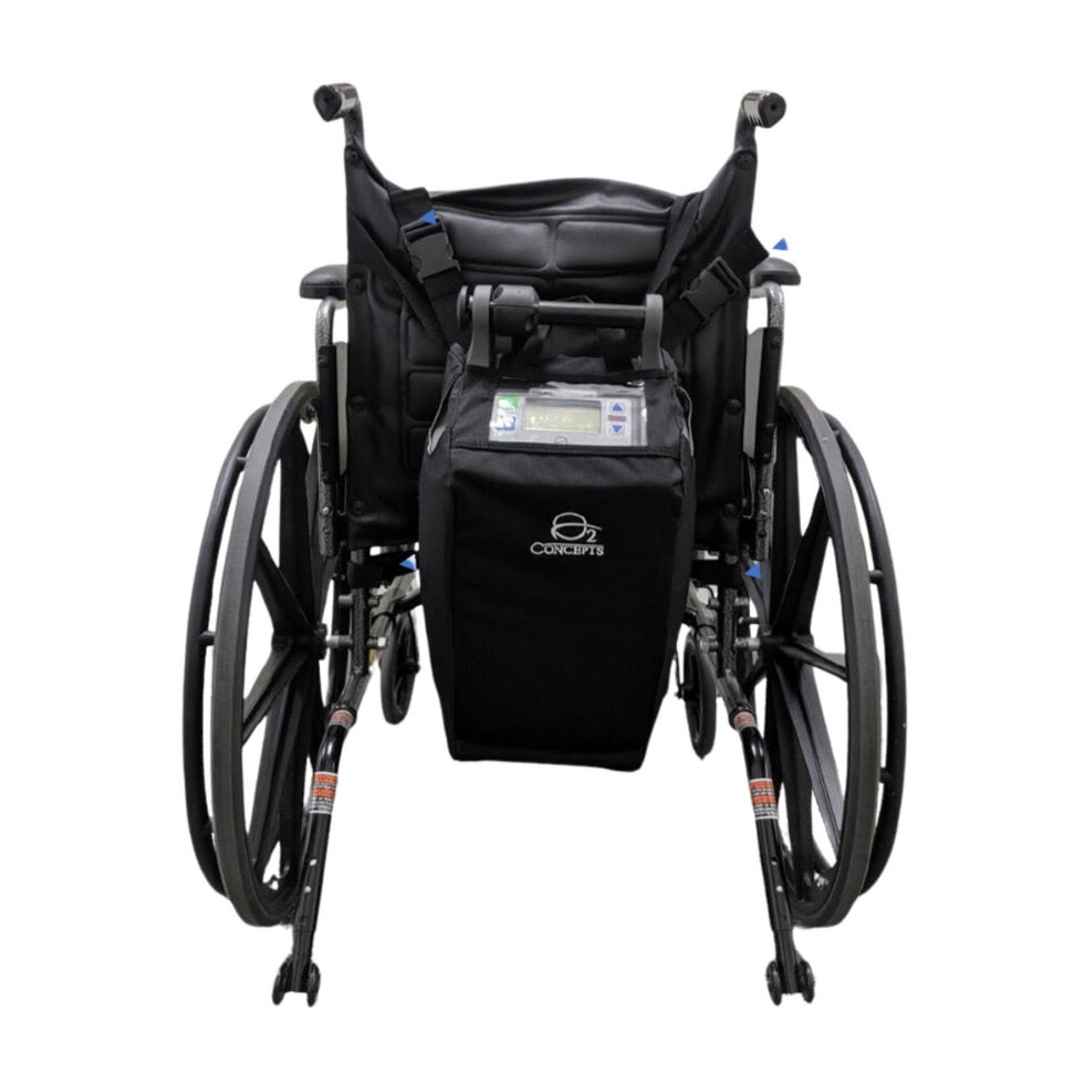  o2 Concepts Oxlife Independence Wheelchair attachment in use 