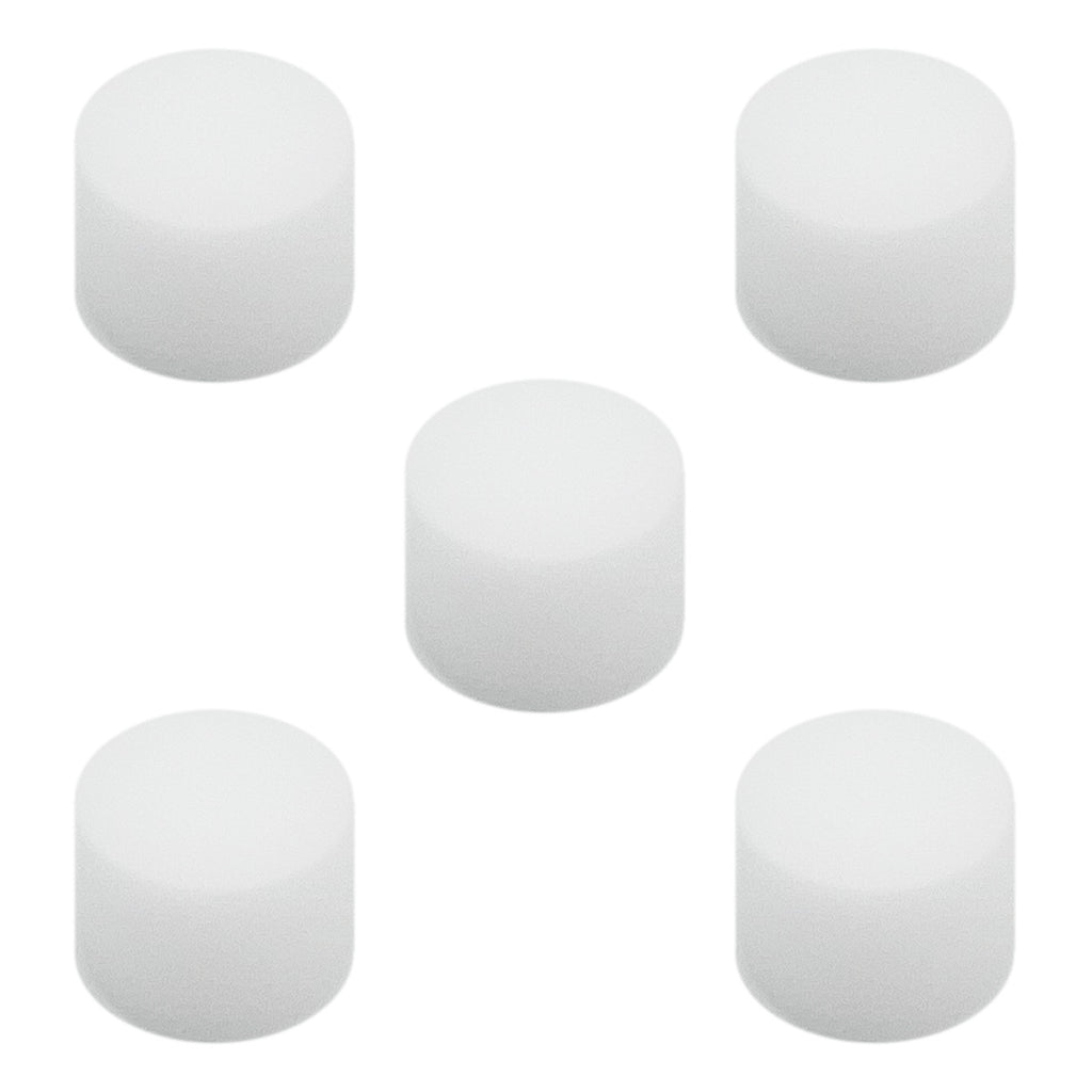 Five white cylindrical air filters for Rhythm Aura-LT Nebulizer Compressors.